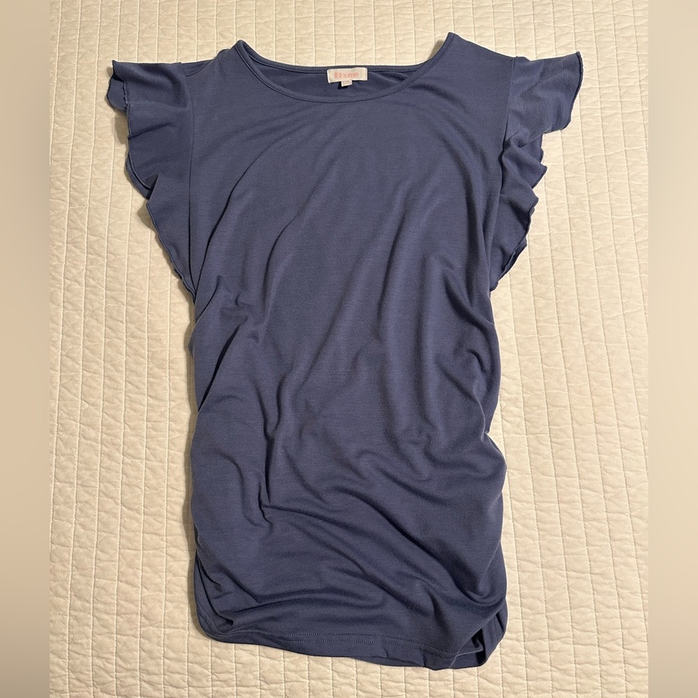 Women's Ruffled Sleeve Maternity Top - Blue